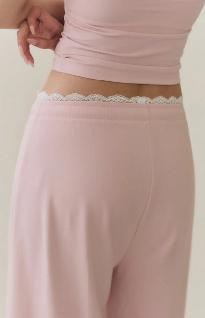 Lace-Trim Drawstring Wide-Leg Pants<br/>蕾絲滾邊抽繩寬褲