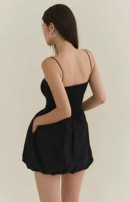 Bubble-Hem Mini Bra Dress<br/>美式平口細肩澎裙Bra Dress