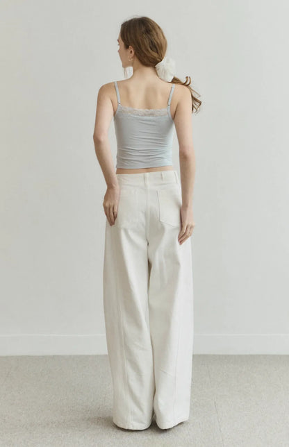 Barely-There Lace-Trim Cami Bra Top<br/>輕裸蕾絲平口細肩Bra Top