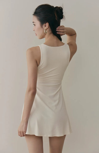 Knit Button-Front A-Line Bra Dress<br/>針織削肩可開釦A字Bra Dress