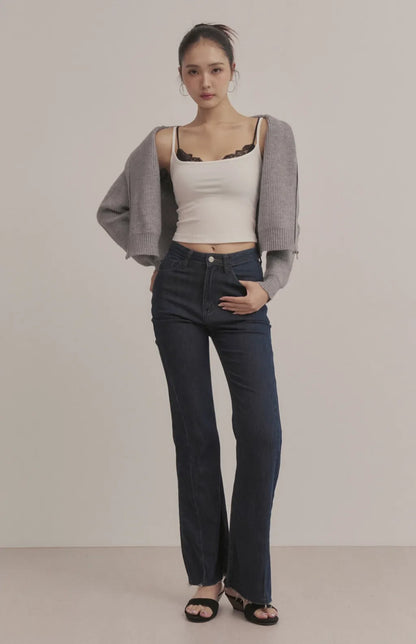 Layered Sweetheart Lace-Trim Crop Bra Top<br/>假兩件桃心領蕾絲花邊Bra Top