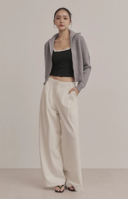 Contrast Lace Scoop-Neck Ribbed Bra Top<br/>羅紋撞色蕾絲U領Bra Top