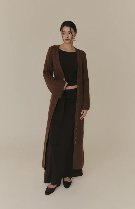 Wool Knit Long Cardigan<br/>羊毛排釦罩衫