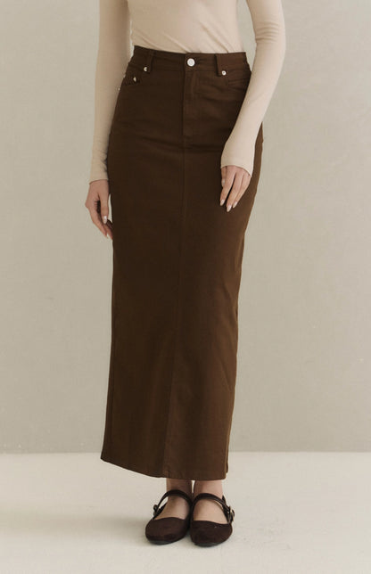 (最後現貨) French Minimal Back-Slit Denim Midi Skirt<br/>法式極簡後開衩牛仔裙 -【XS、L】