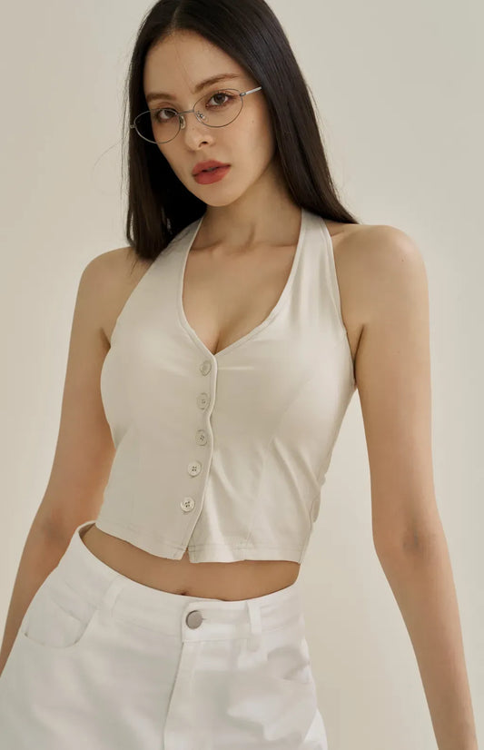 (最後現貨) Front Button Suit Corset<br/>西裝馬甲Bra Top By Beigy - Milu