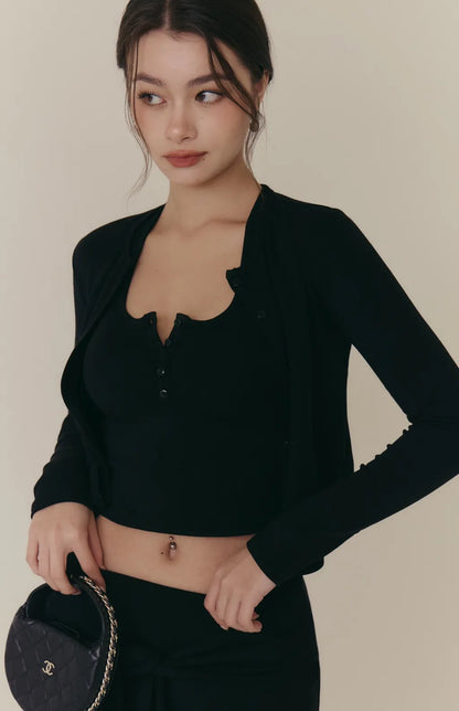 Cozy Wool-Blend Multiway Cardigan<br/>羊毛暖絨多穿排釦外套