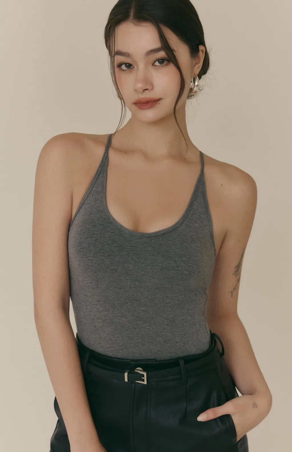 Cozy Wool-Blend U-Neck Racerback Bra Top<br/>羊毛暖絨U領挖背Bra Top