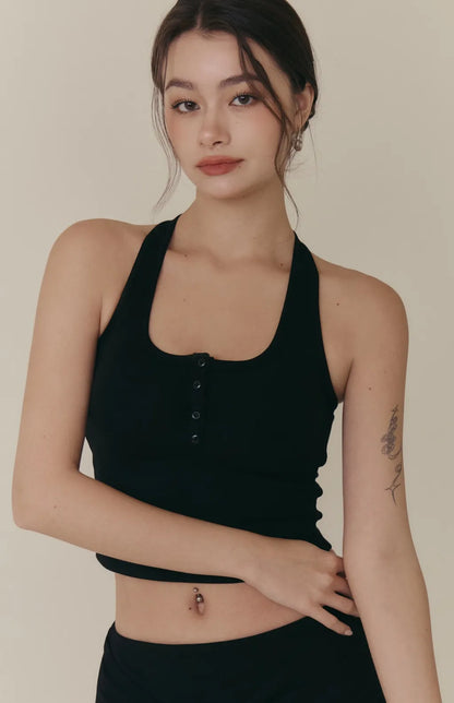 Cozy Wool-Blend Square Neck Button Bra Top<br/>羊毛暖絨方領開釦Bra Top