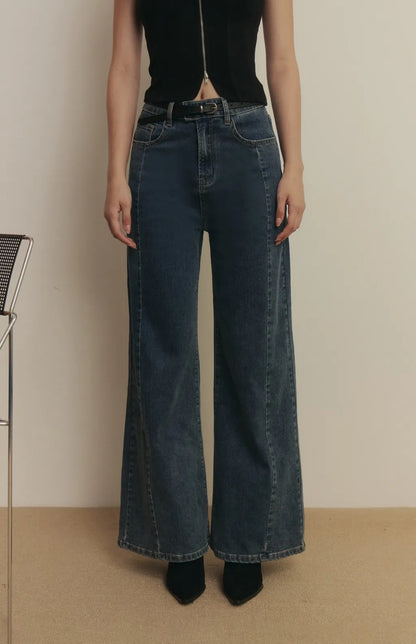 Center Seam Wide Leg Jeans<br/>俐落車線修身牛仔寬褲