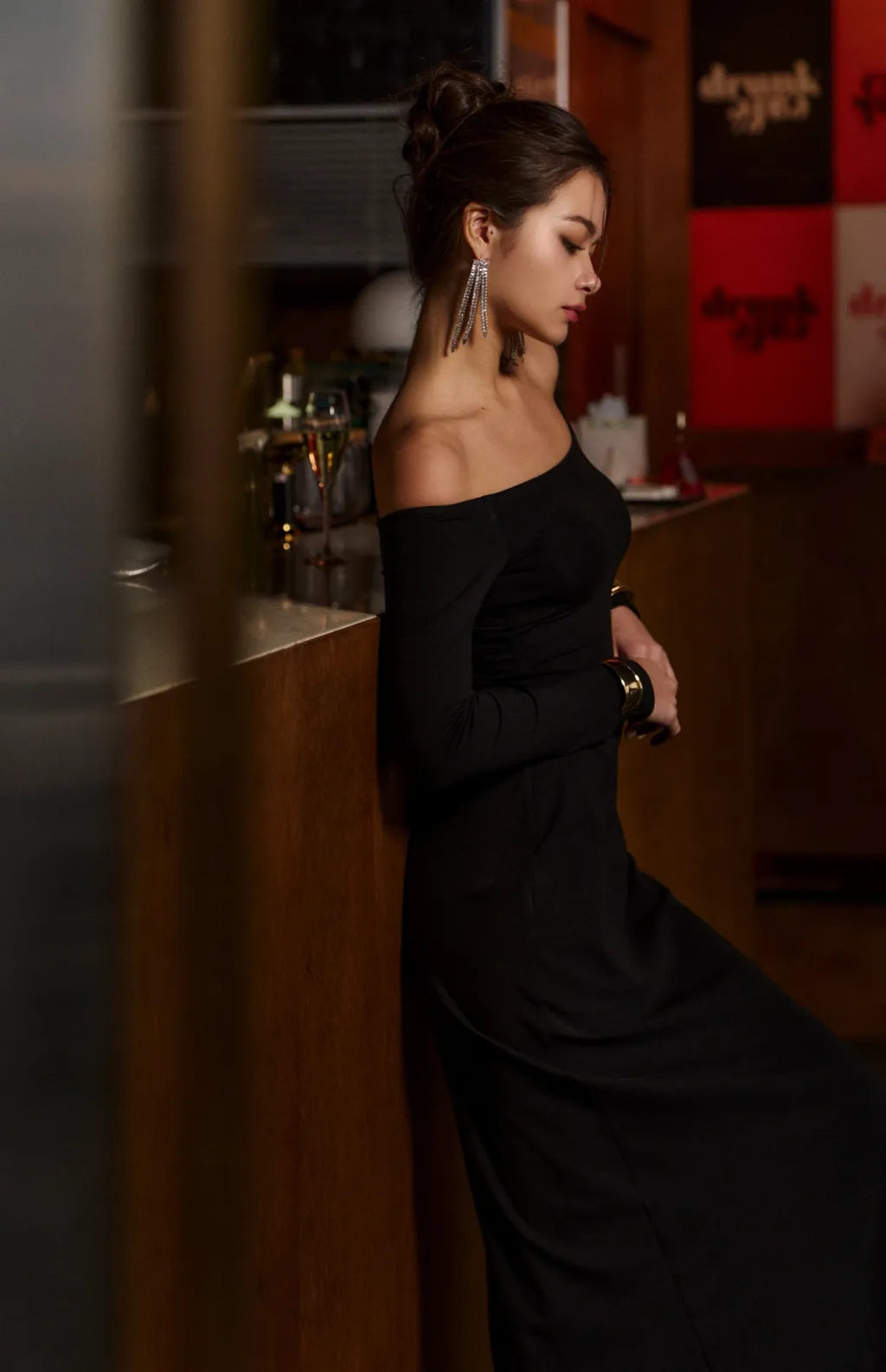 Off-Shoulder Back-Slit Maxi Bra Dress<br/>極簡一字領後開衩Bra Dress