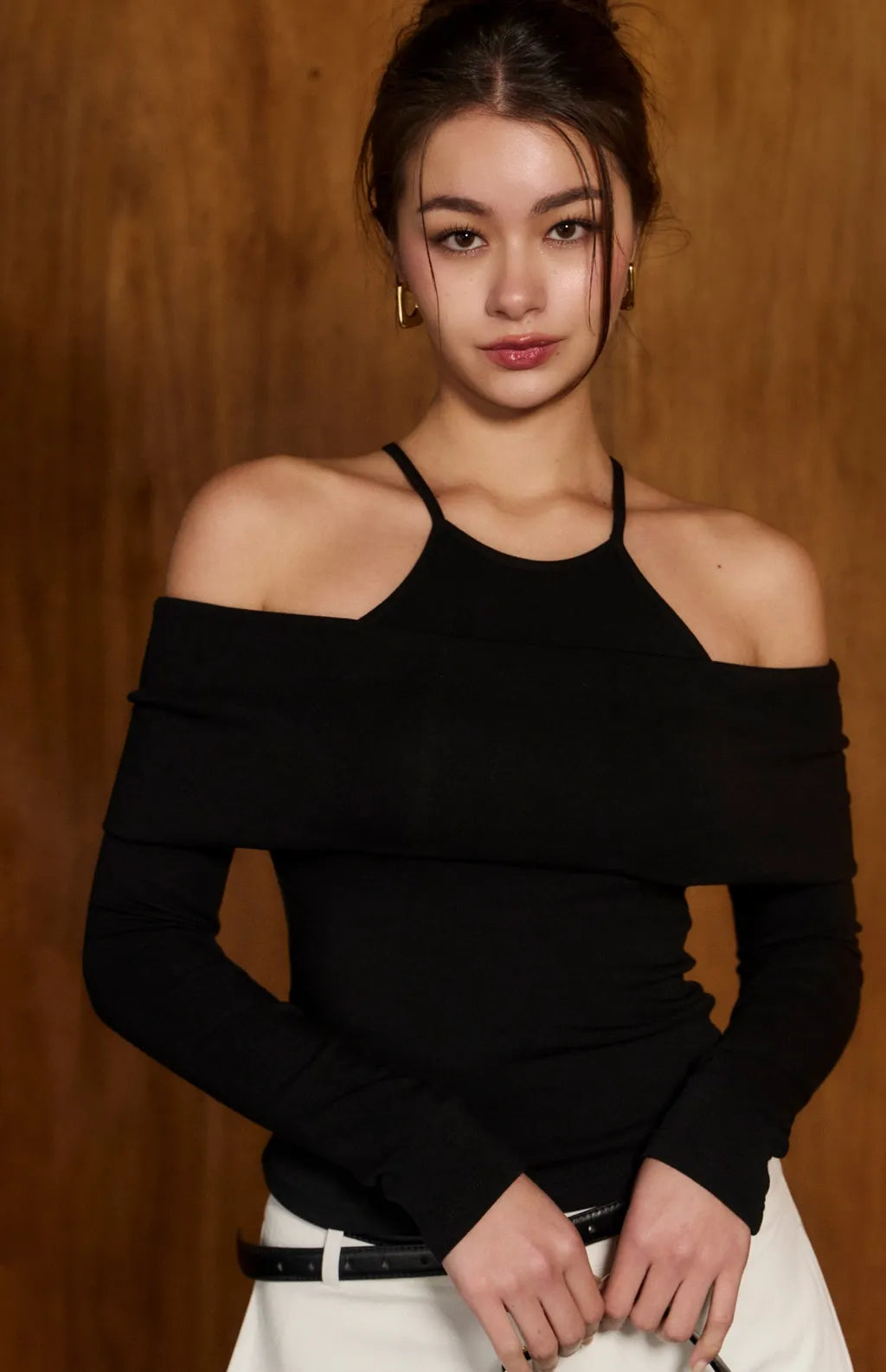 Modal Drop-Shoulder Layered Bra Top<br/>莫代爾落肩假兩件Bra Top