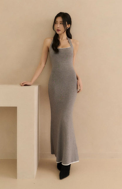 (現貨) Contrast Scalloped Halter Knit Bra Dress<br/>針織撞色花邊繞頸Bra Dress -【XS-M】