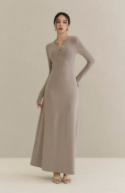 Modal Round-Neck Button A-Line Bra Dress<br/>莫代爾圓領排釦傘擺Bra Dress