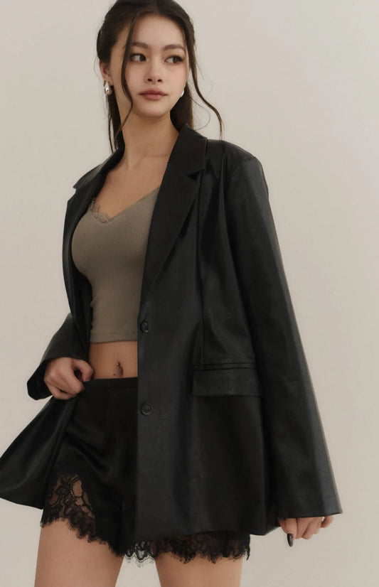 Statement Leather Blazer<br/>氣勢皮革西裝外套