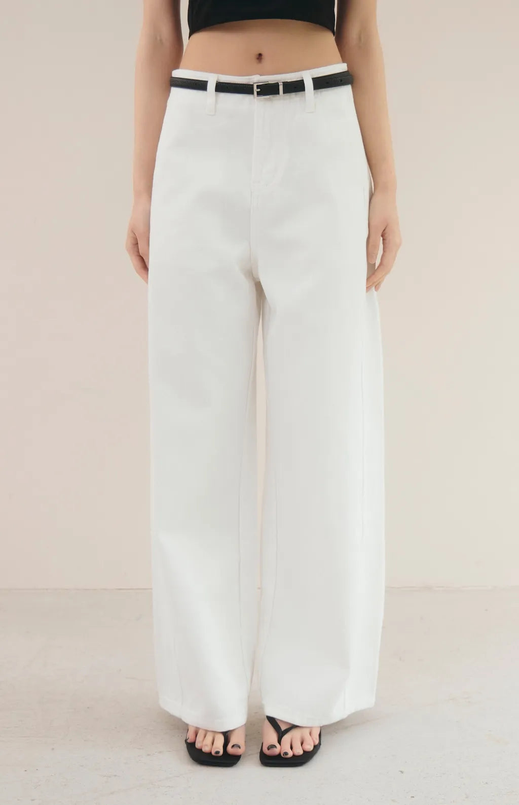 (現貨) High-Waist Panelled Wide-Leg Jeans<br/>修身拼接剪裁軟牛仔寬褲 -【XS、L】
