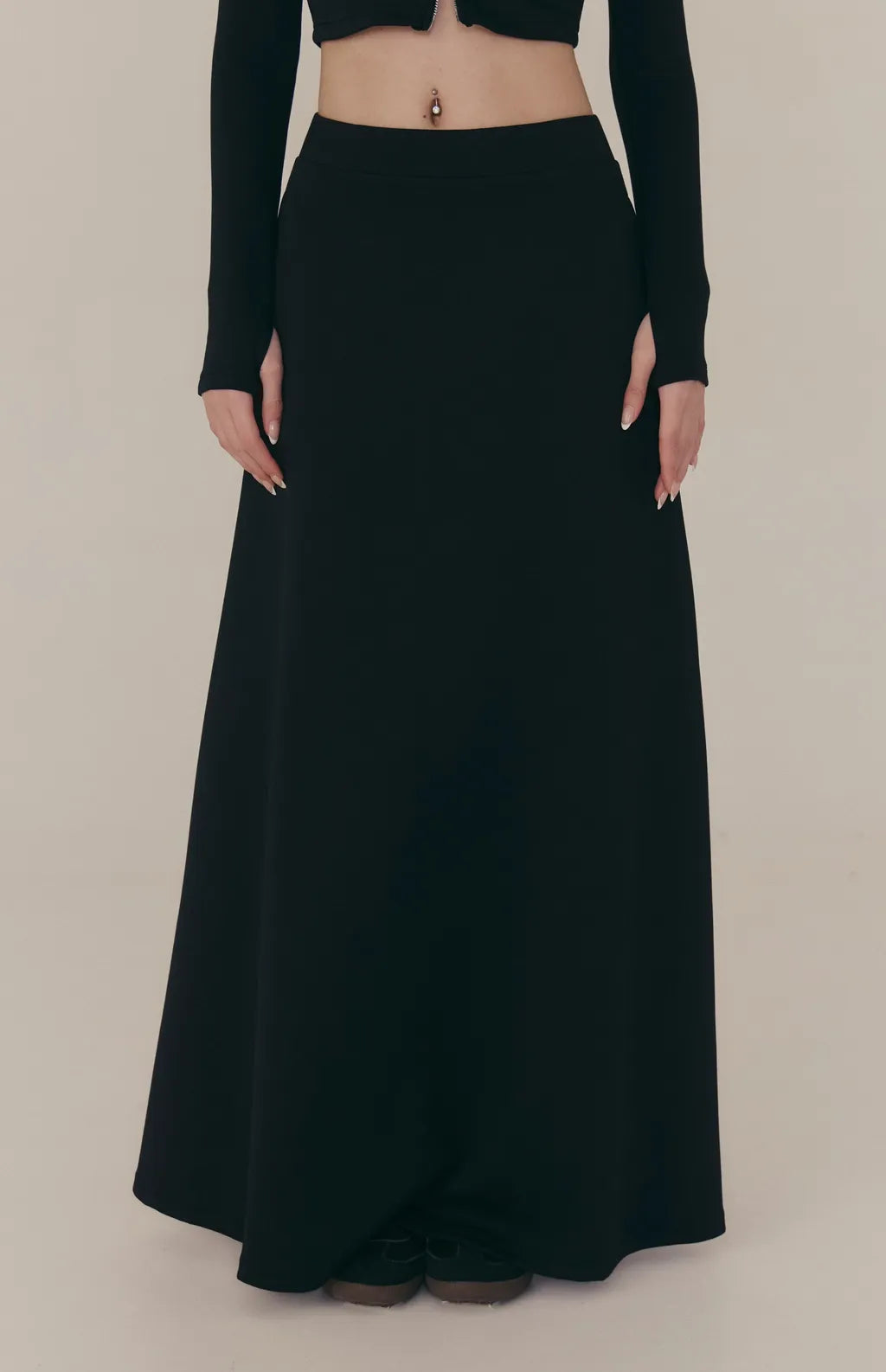 Cloud Stretch A-Line Maxi Skirt<br/>雲感太空棉彈力傘擺長裙