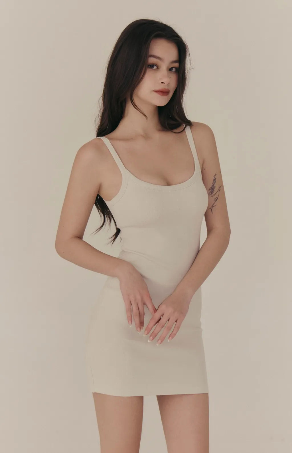 Ribbed U-Neck Bodycon Bra Dress<br/>細肩U領羅紋包臀Bra Dress