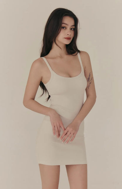 Ribbed U-Neck Bodycon Bra Dress<br/>細肩U領羅紋包臀Bra Dress