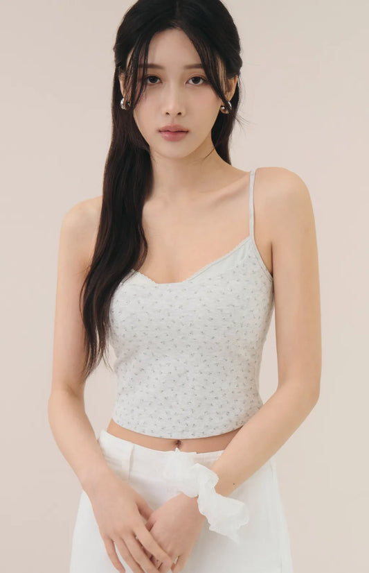 French Ditsy Floral Faux-Layer Bra Top<br/>法式碎花假兩件Bra Top