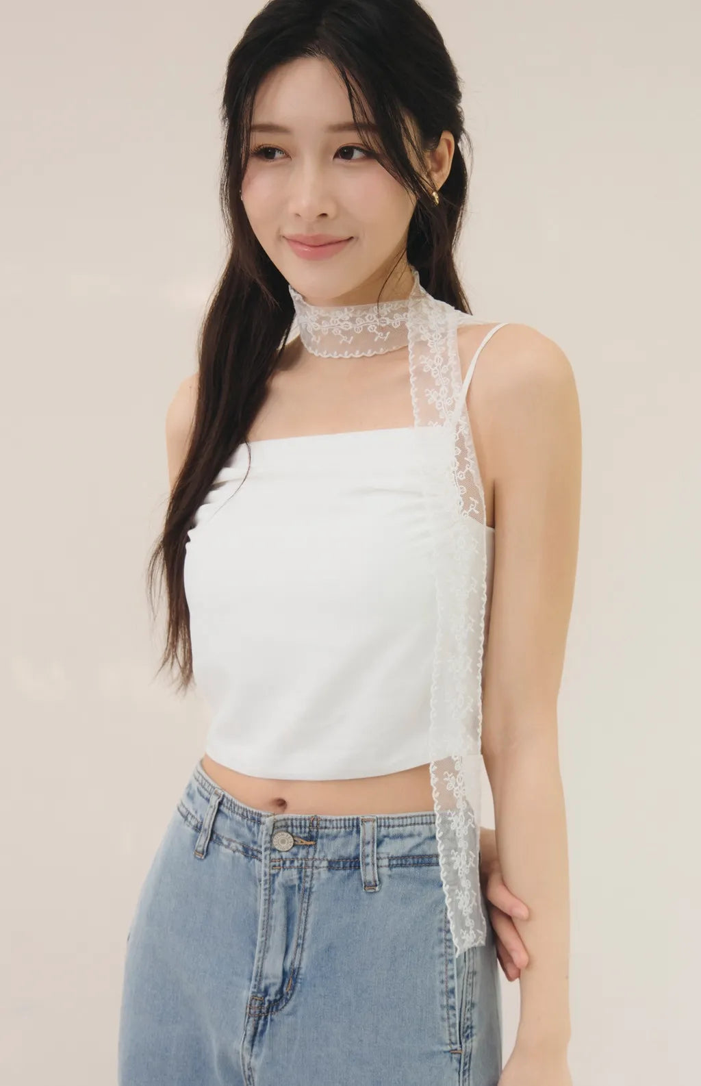 French Off-Shoulder Ruched Bra Top<br/>法式削肩抽皺Bra Top