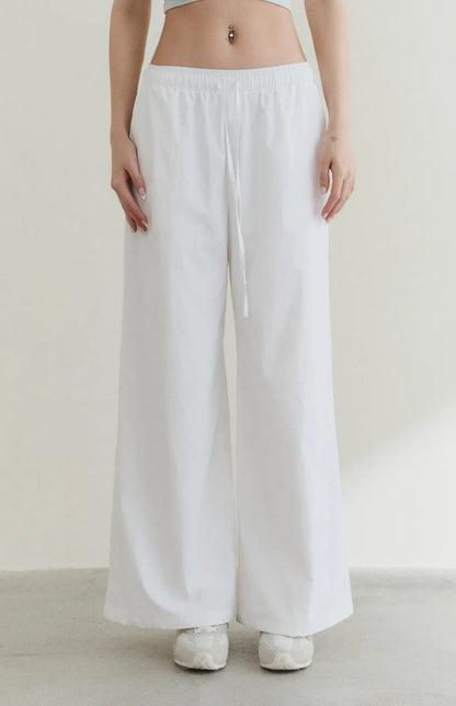 UPF50+ Drawstring Faux-Layer Wide Leg Pants<br/>防曬UPF50+抽繩假兩件直筒長褲