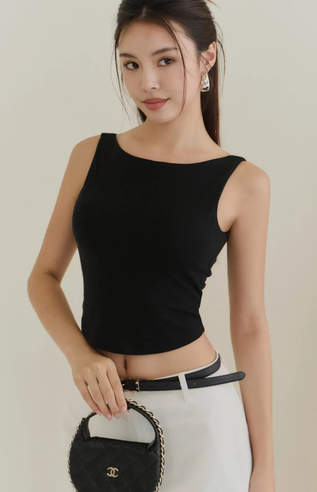 Boat Neck Twist Back Bra Top<br/>柔感船領扭結美背Bra Top