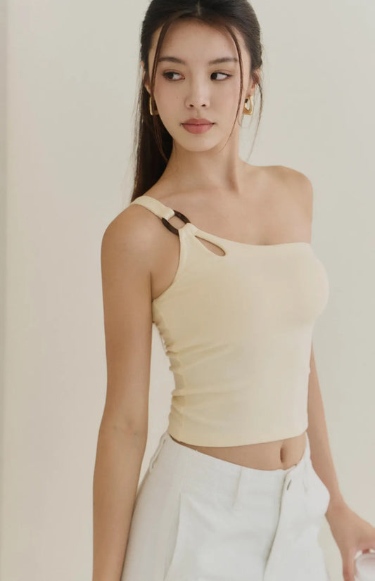 One-Shoulder Ring Bra Top<br/>單肩鏤空扣環Bra Top