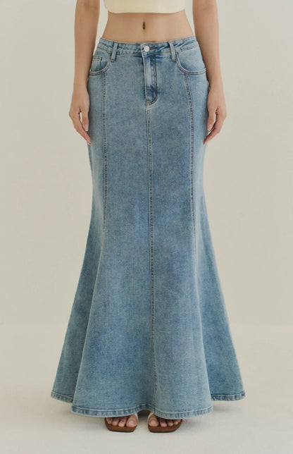 Denim Mermaid Maxi Skirt<br/>牛仔魚尾長裙