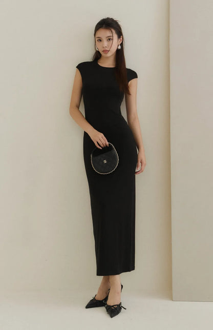 Minimal Open-Back Short-Sleeve Bra Dress<br/>極簡挖背短袖修身Bra Dress