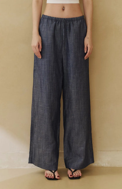 Tencel Drawstring Wide-Leg Jeans<br/>天絲感抽繩牛仔寬褲