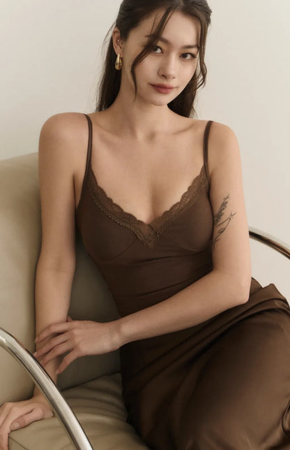 Lace-Trim Spaghetti Strap Bra Top<br/>細肩蕾絲簍空Bra Top