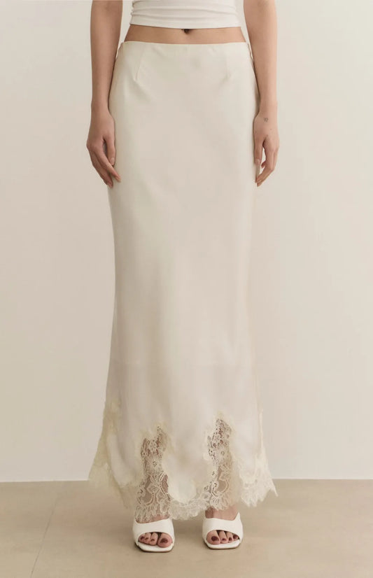 Satin Lace Trim Mermaid Maxi Skirt<br/>緞面蕾絲鑲邊魚尾裙