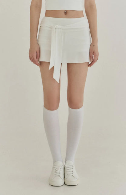 Lyocell Tie-Waist Flared Skort<br/>萊塞爾綁帶傘擺褲裙