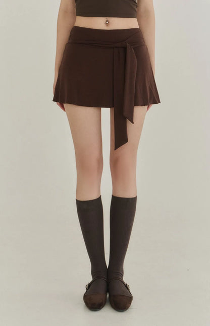 Lyocell Tie-Waist Flared Skort<br/>萊塞爾綁帶傘擺褲裙