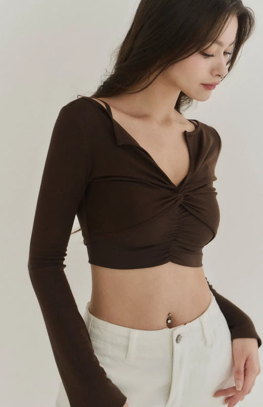 Lyocell Twist Front Lapel Shrug<br/>涼感萊塞爾紐結翻領罩衫