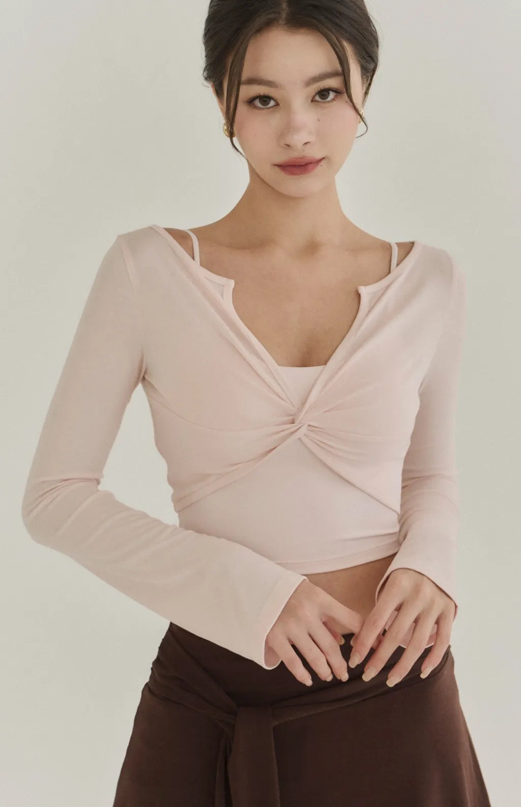Lyocell Twist Front Lapel Shrug<br/>涼感萊塞爾紐結翻領罩衫
