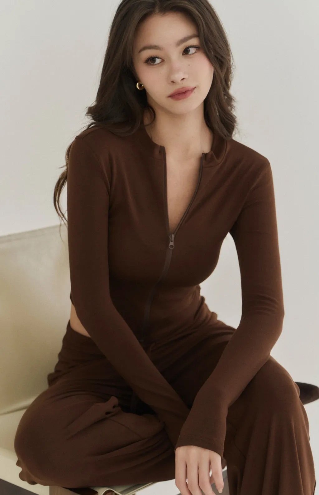 Modal Stand Collar Zip Crop Jacket<br/>莫代爾親柔感立領外套