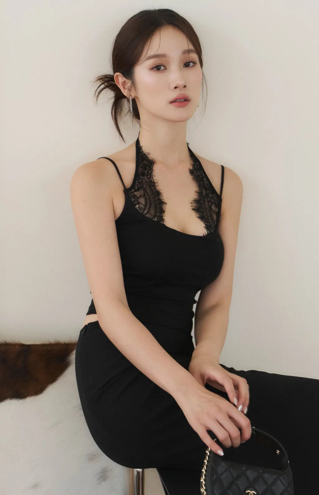 Layered Lace Halter Bra Top<br/>拼接蕾絲綁帶假兩件Bra Top