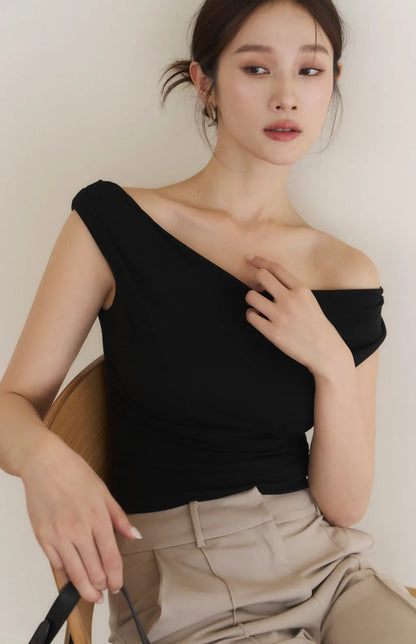 Lyocell Draped Boatneck Bra Top<br/>船型垂領萊塞爾Bra Top