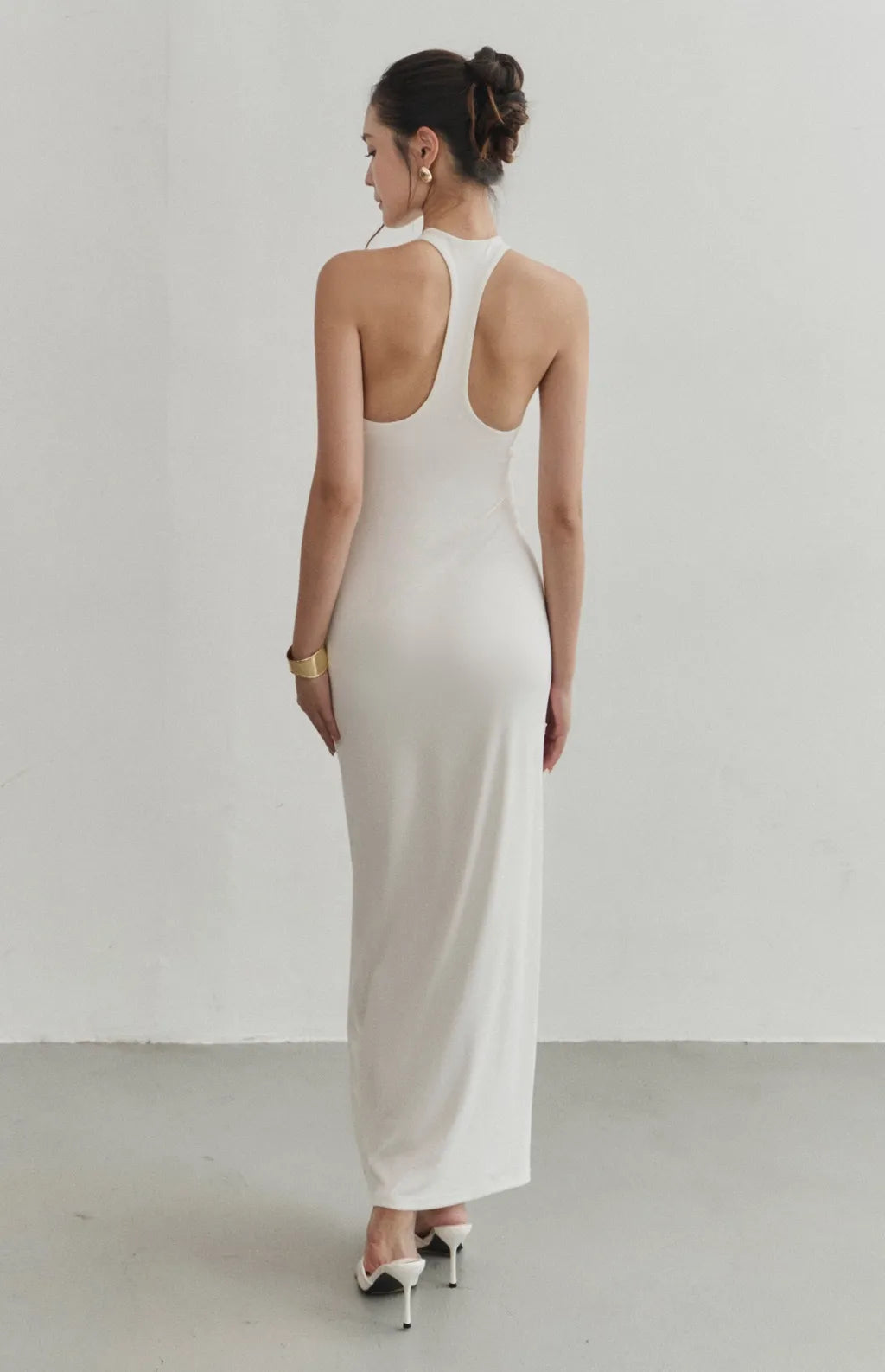 Modal Racerback Halter Maxi Bra Dress<br/>削肩工字美背莫代爾Bra Dress
