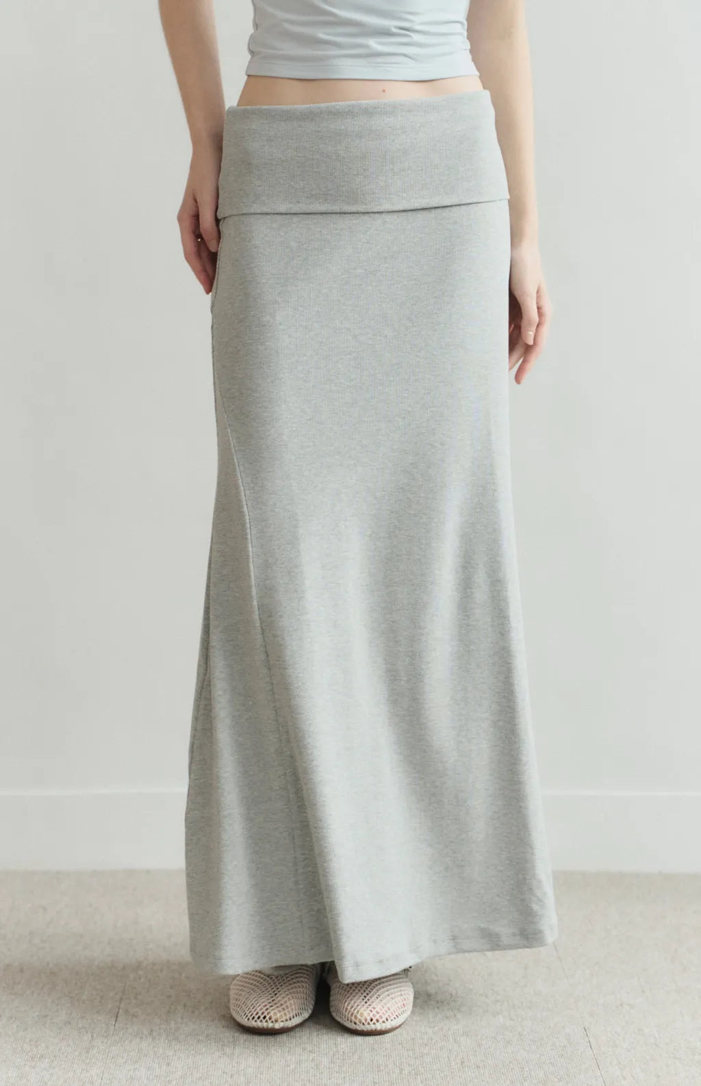 Fold-Over Ribbed Mermaid Maxi Skirt<br/>反折寬腰帶羅紋魚尾裙