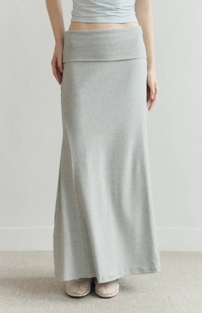 Fold-Over Ribbed Mermaid Maxi Skirt<br/>反折寬腰帶羅紋魚尾裙