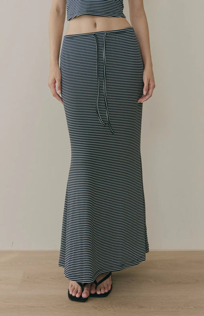 Striped Drawstring Mermaid Maxi Skirt<br/>條紋抽繩魚尾長裙