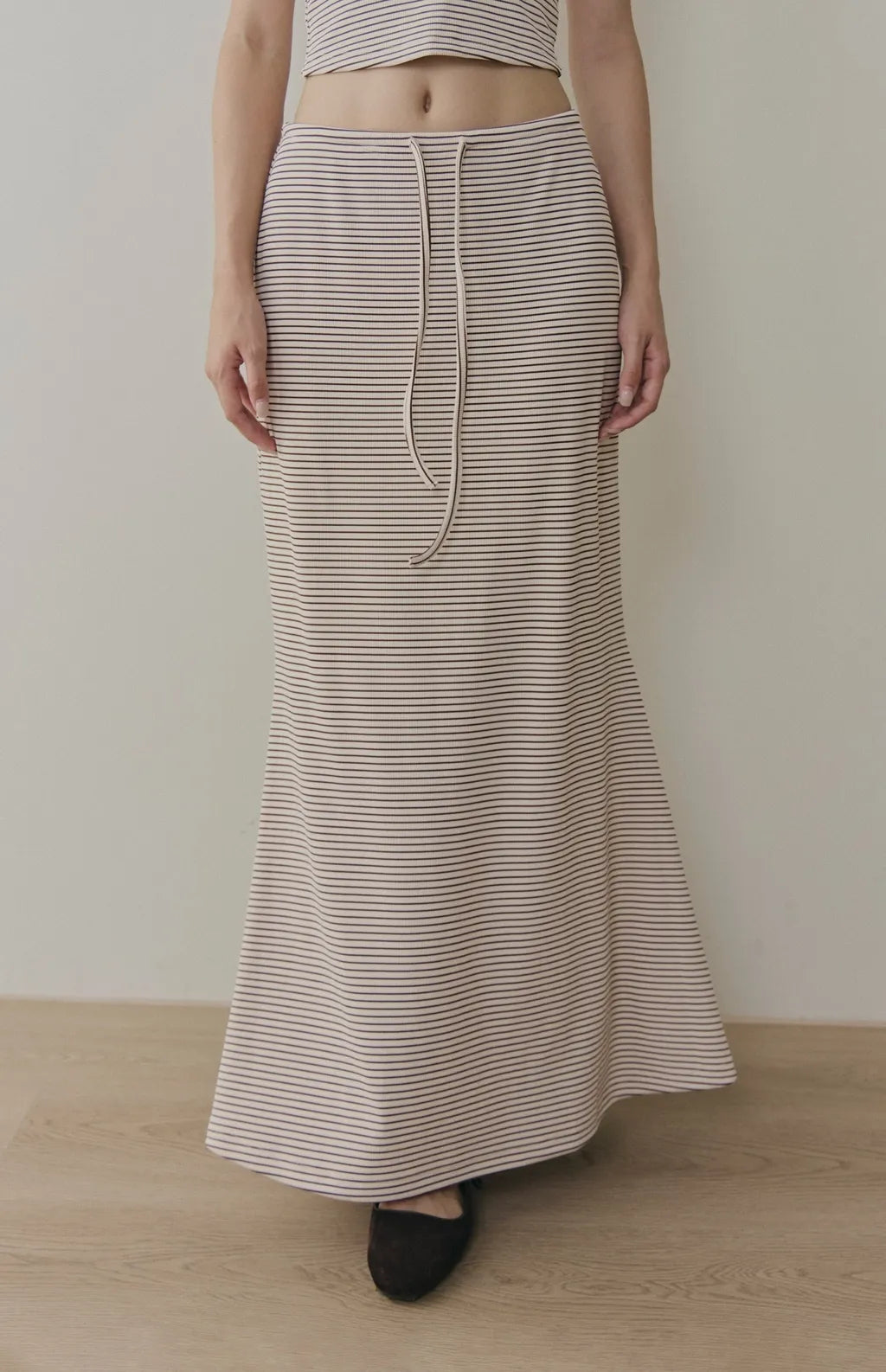 Striped Drawstring Mermaid Maxi Skirt<br/>條紋抽繩魚尾長裙