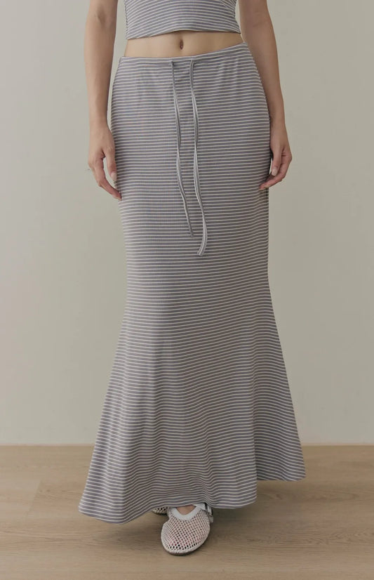 Striped Drawstring Mermaid Maxi Skirt<br/>條紋抽繩魚尾長裙