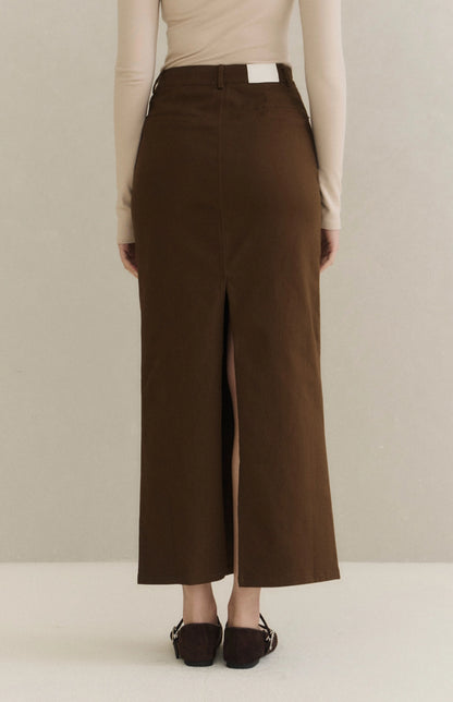 (最後現貨) French Minimal Back-Slit Denim Midi Skirt<br/>法式極簡後開衩牛仔裙 -【XS、L】