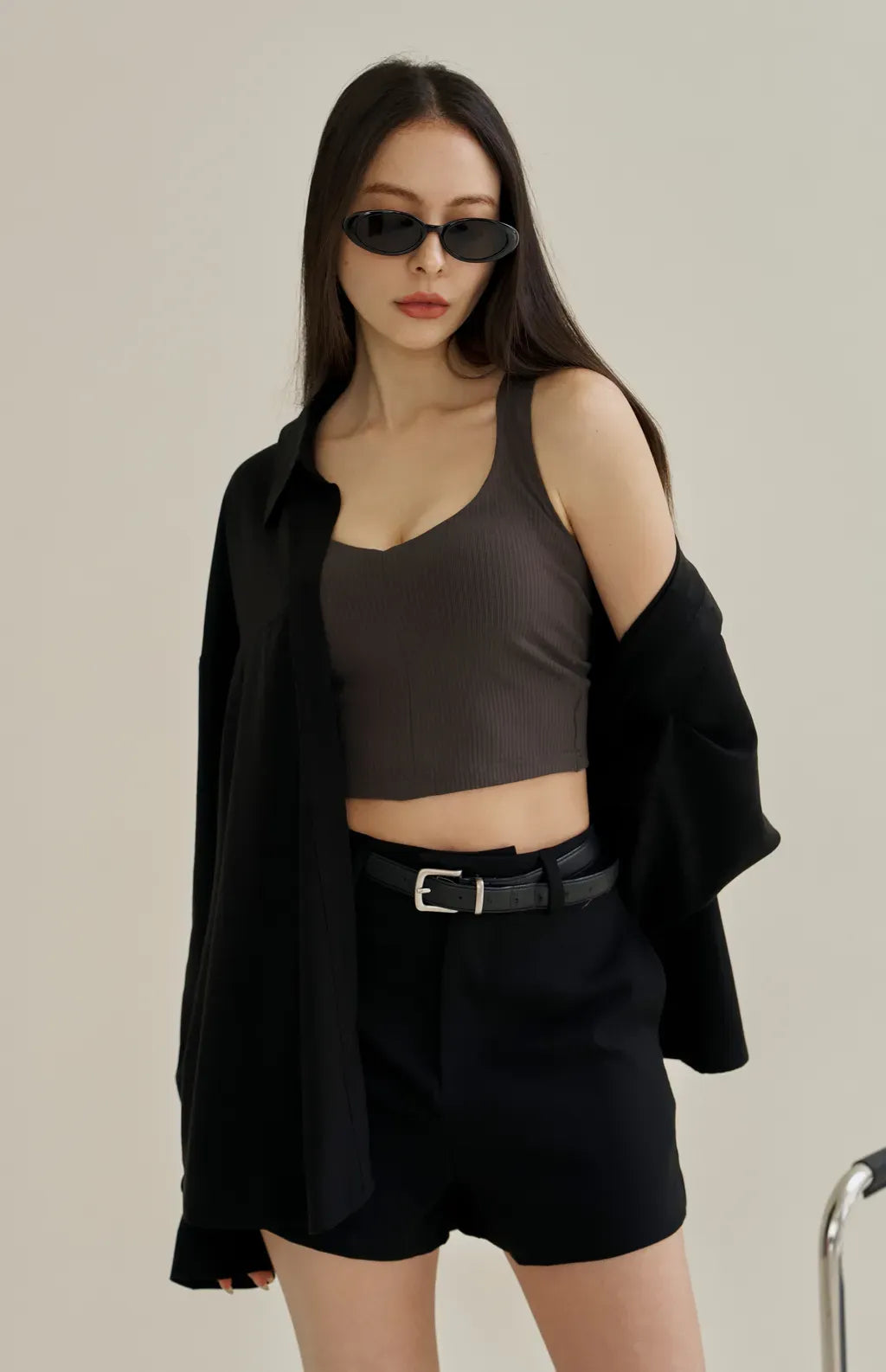 Rib Knit V-Neck Bra Top<br/>坑條V領美胸Bra Top