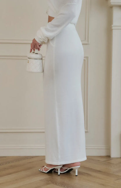 Mercerized Cotton Pencil Long Skirt <br/>絲光針織修身直筒長裙