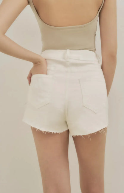 Raw Hem Denim Shorts<br/>簡約質感不收邊牛仔短褲