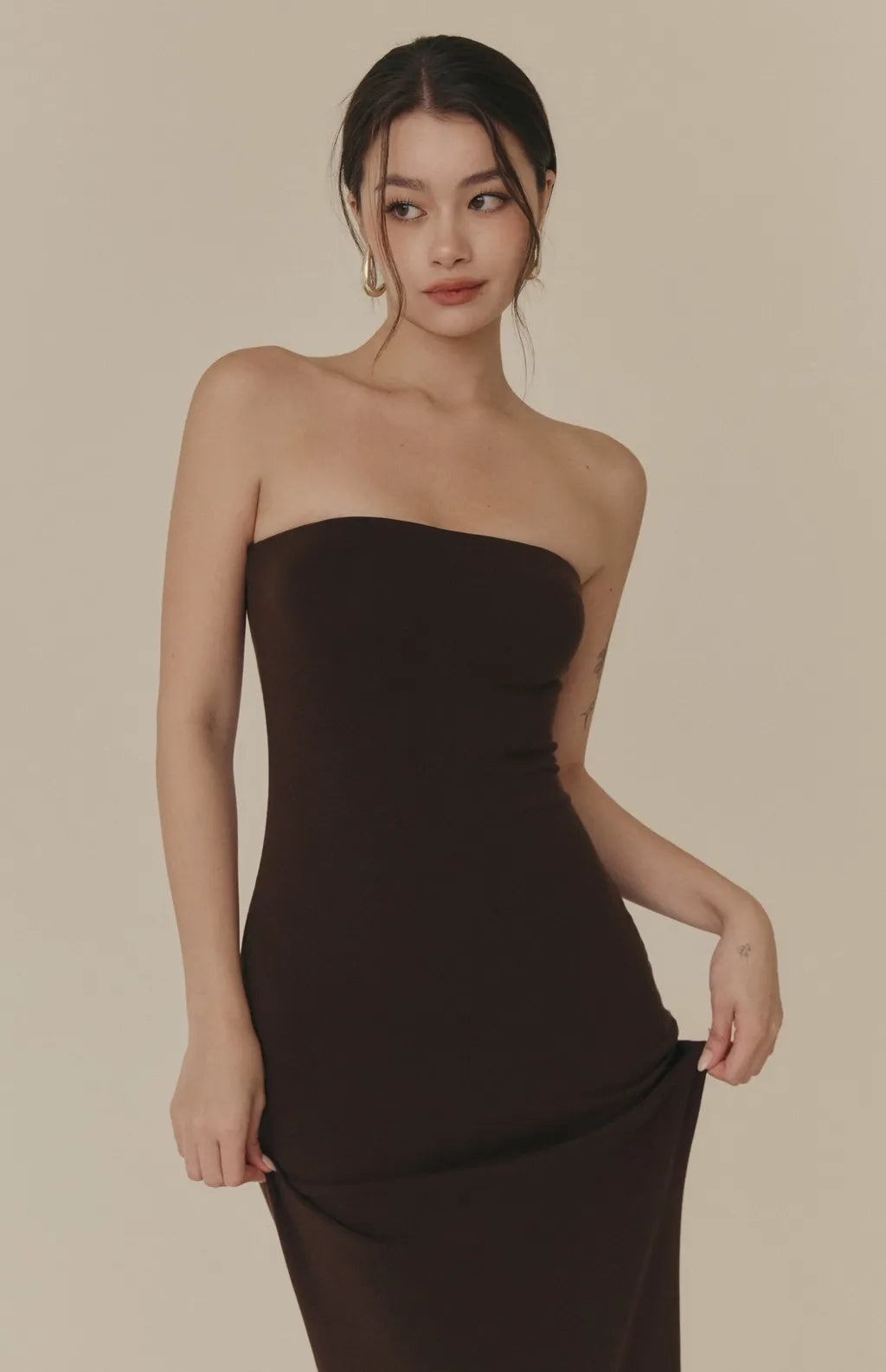 Cozy Wool-Blend Strapless Fishtail Bra Dress<br/>羊毛暖絨平口魚尾Bra Dress